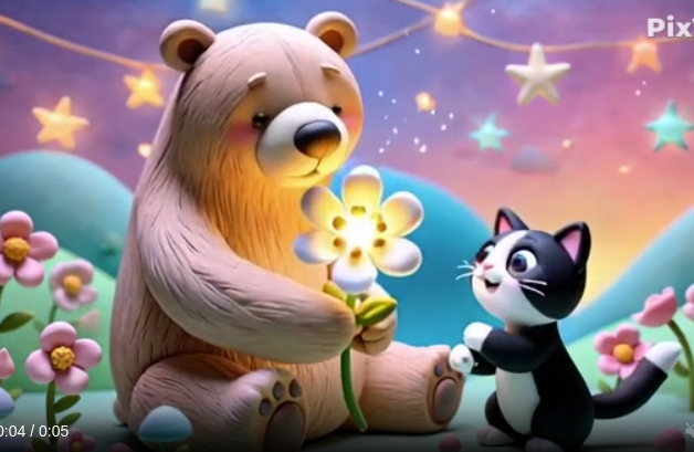 free ai videos bear-flower-cat
