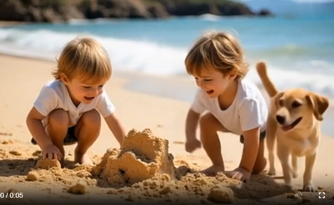 free ai videos boy-girl-beach