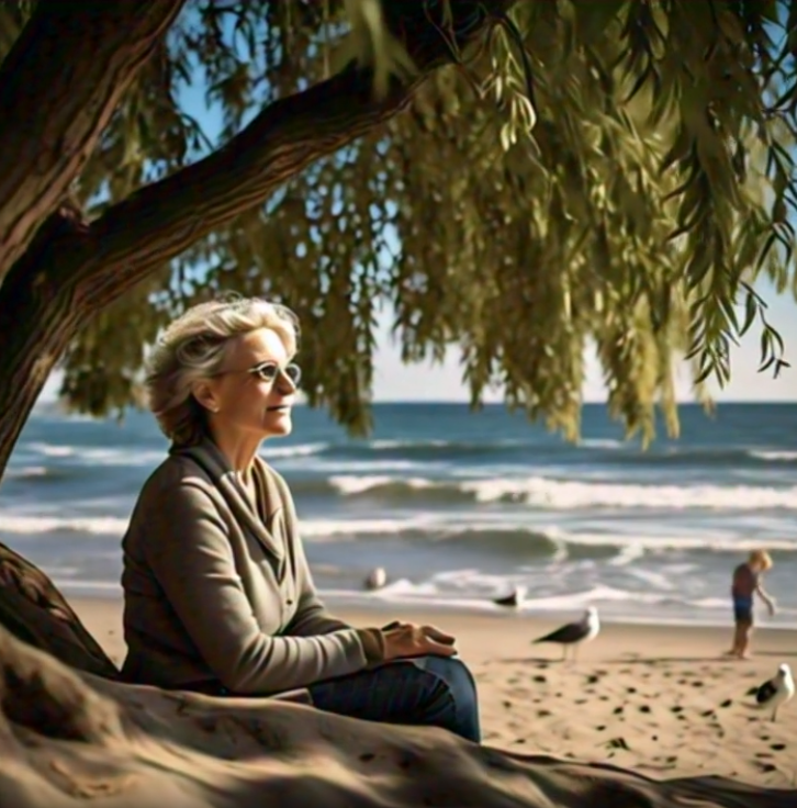 free ai videos lady-under-tree-by-the-sea