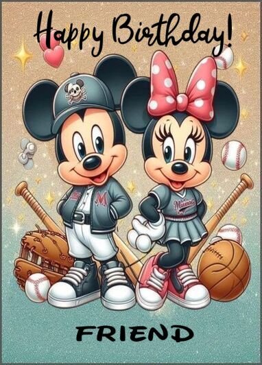 Minnie Baseball Birthday Flip Card For A Friend