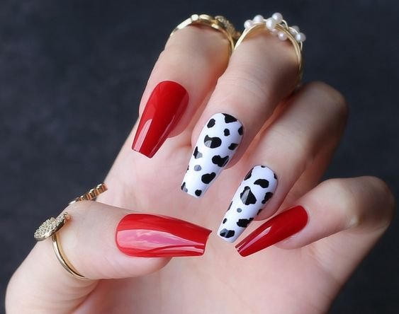 sexy red and white nails