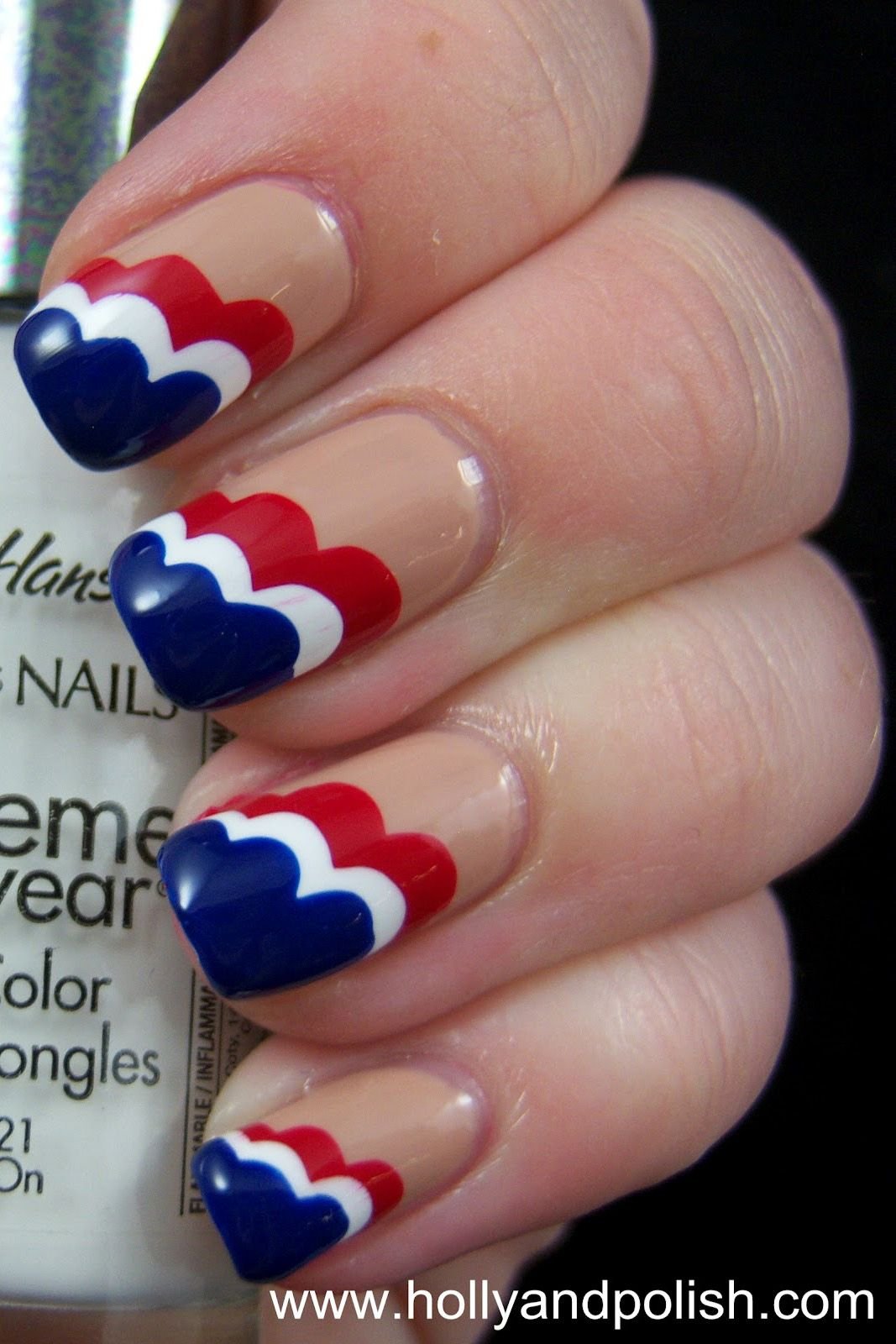 women's red and white nails