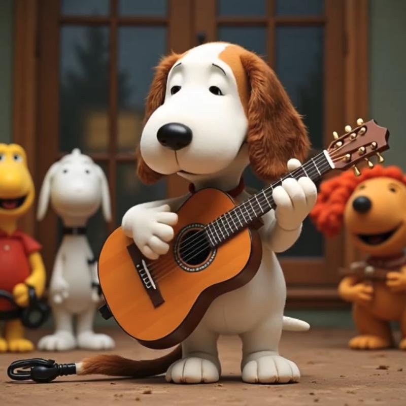 free ai videosnoopy_playing_guitar_with_friends